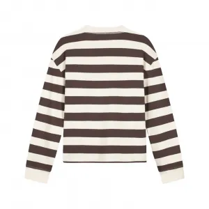 Olaf Striped Rib Retro Logo Crewneck W "Hot Fudge" (W220106-HOT-FUDGE-WH)