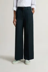 Nohavice Woolrich Viscose Linen Pant Melton Blue