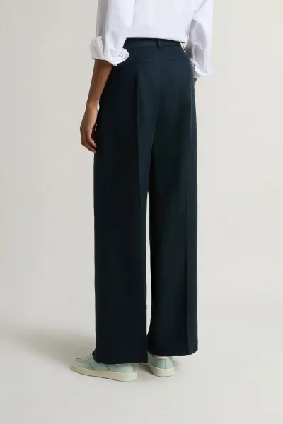 Nohavice Woolrich Viscose Linen Pant Melton Blue