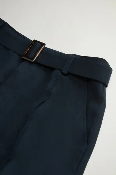 Nohavice Woolrich Viscose Linen Pant Melton Blue