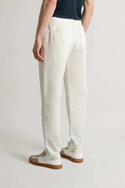Nohavice Woolrich Linen Blend Pants Feather White