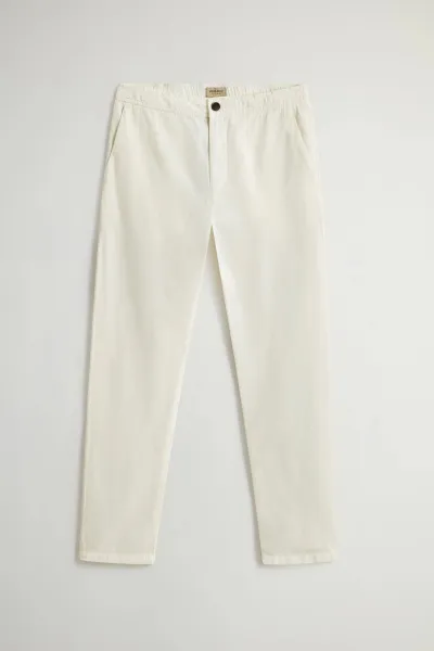 Nohavice Woolrich Linen Blend Pants Feather White