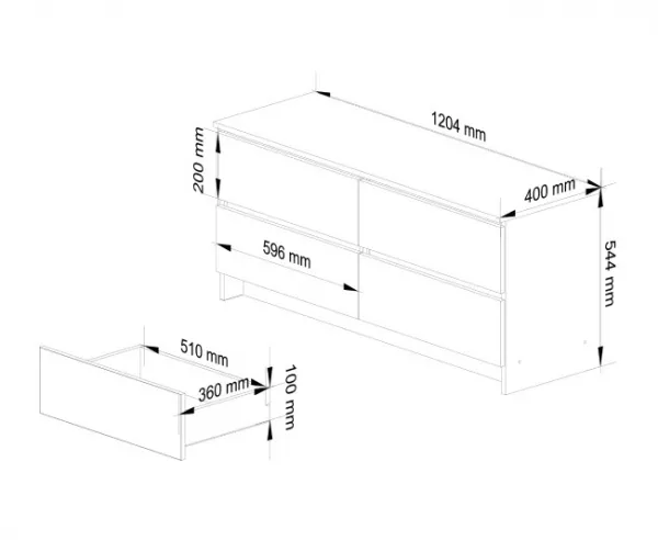 Ak furniture Komoda Kuba 120 cm 4 zásuvky dub artisan