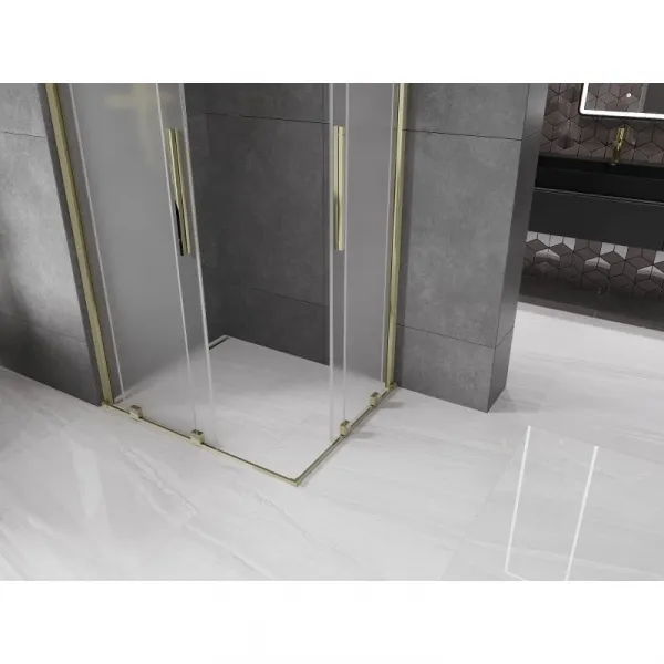MEXEN/S - Velar Duo sprchovací kút, posuvné dvere 90 x 80, dekor, zlato 871-090-080-32-50