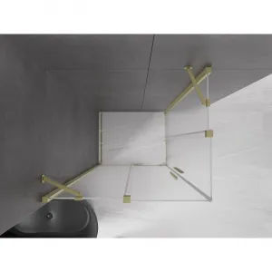MEXEN/S - Velar Duo sprchovací kút, posuvné dvere 100 x 90, dekor, zlato kartáčovaná 871-100-090-32-55