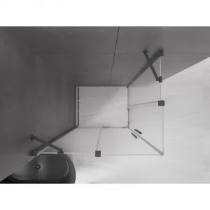 MEXEN/S - Velar Duo sprchovací kút, posuvné dvere 90 x 80, dekor, grafit metal 871-090-080-32-95