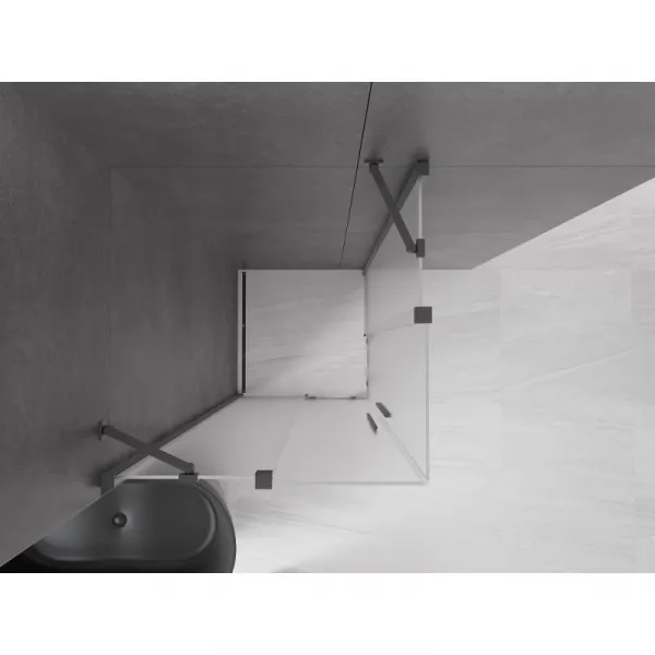 MEXEN/S - Velar Duo sprchovací kút, posuvné dvere 100 x 100, dekor, grafit metal 871-100-100-32-95