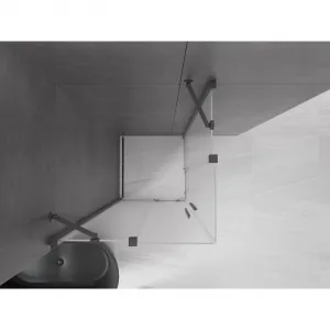 MEXEN/S - Velar Duo sprchovací kút, posuvné dvere 100 x 100, dekor, grafit metal 871-100-100-32-95