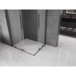 MEXEN/S - Velar Duo sprchovací kút, posuvné dvere 90 x 80, dekor, grafit metal 871-090-080-32-95