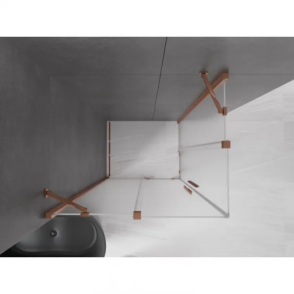 MEXEN/S - Velar Duo sprchovací kút, posuvné dvere 100 x 90, dekor, ružové zlato 871-100-090-32-60