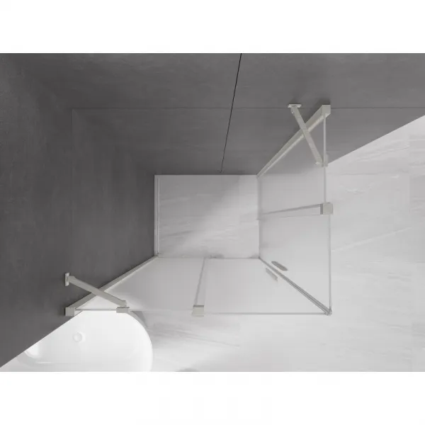 MEXEN/S - Velar Duo sprchovací kút, posuvné dvere 90 x 80, dekor, nikel kartáčovaný 871-090-080-32-97