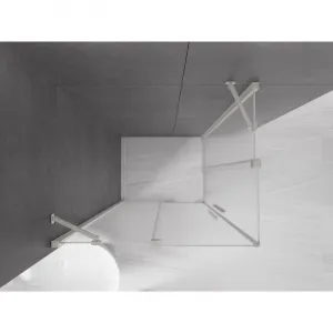 MEXEN/S - Velar Duo sprchovací kút, posuvné dvere 90 x 80, dekor, nikel kartáčovaný 871-090-080-32-97