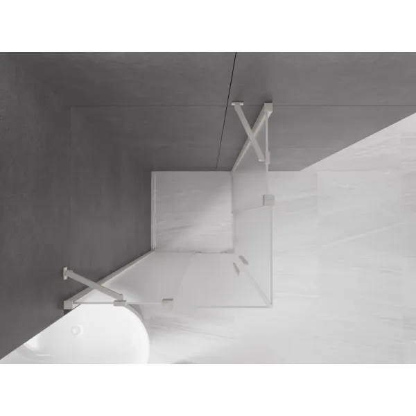 MEXEN/S - Velar Duo sprchovací kút, posuvné dvere 100 x 100, dekor, nikel kartáčovaný 871-100-100-32-97