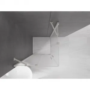 MEXEN/S - Velar Duo sprchovací kút, posuvné dvere 100 x 100, dekor, nikel kartáčovaný 871-100-100-32-97