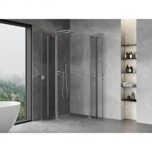 MEXEN/S - Mist Duo sprchovací kút dvere krídlové 80 x 80, transparent, chróm 8A4-080-080-01-00