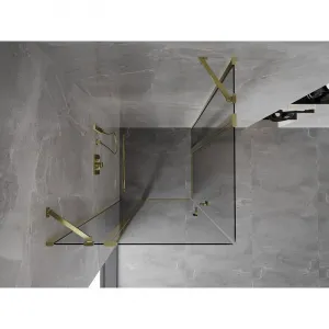 MEXEN/S - Mist Duo sprchovací kút dvere krídlové 100 x 100, transparent, zlato 8A4-100-100-50-00
