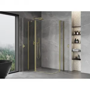 MEXEN/S - Mist Duo sprchovací kút dvere krídlové 100 x 70, transparent, zlato 8A4-100-070-50-00