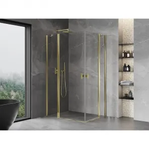 MEXEN/S - Mist Duo sprchovací kút dvere krídlové 80 x 70, transparent, zlato 8A4-080-070-50-00