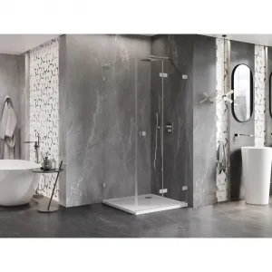 MEXEN/S - Lunar-F L sprchový kút skladacie dvere pravá 70 x 70, transparent, nikel kartáčovaný 836L-070-070-97-00-P