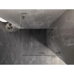 MEXEN/S - Lunar-F L sprchový kút skladacie dvere pravá 70 x 70, transparent, nikel kartáčovaný 836L-070-070-97-00-P