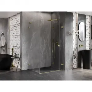 MEXEN/S - Lunar-F L sprchovací kút skladacie dvere pravá 100 x 90, transparent, zlato kartáčovaná 836L-100-090-55-00-P
