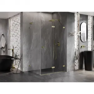 MEXEN/S - Lunar-F L sprchovací kút skladacie dvere pravá 100 x 90, transparent, zlato kartáčovaná 836L-100-090-55-00-P