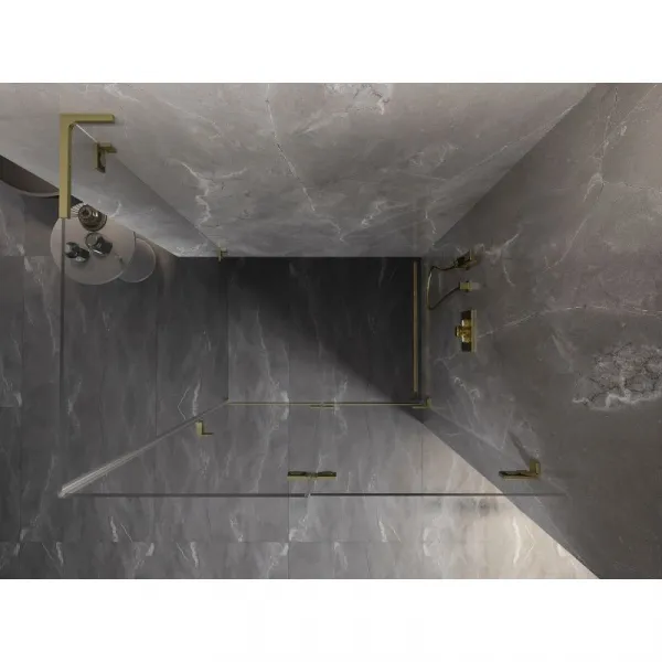 MEXEN/S - Lunar-F L sprchovací kút skladacie dvere pravá 100 x 90, transparent, zlato kartáčovaná 836L-100-090-55-00-P