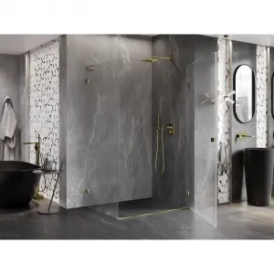 MEXEN/S - Lunar-B L sprchový kút dvere krídlové pravá 95 x 90, transparent, zlato 832L-095-090-50-00-P