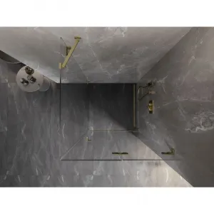 MEXEN/S - Lunar-F sprchovací kút skladacie dvere pravá 90 x 90, transparent, zlato kartáčovaná 836-090-090-55-00-P