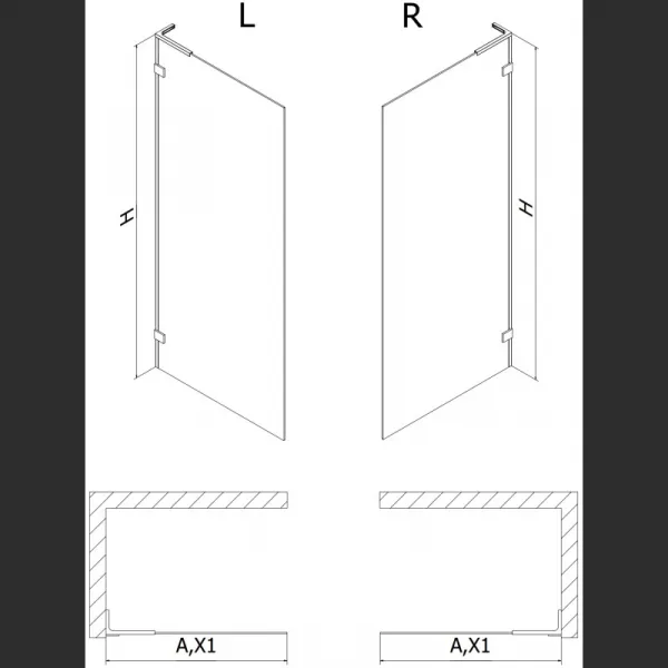 MEXEN/S - Lunar L Sprchová zástena WALK-IN ľavá 90 x 200, transparent 8 mm, meď kartáčovaná 830L-090-000-65-00-L
