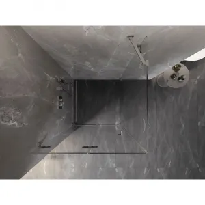 MEXEN/S - Lunar-F sprchovací kút skladacie dvere ľavá 90 x 70, transparent, nikel kartáčovaný 836-090-070-97-00-L