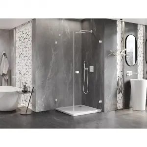 MEXEN/S - Lunar-B sprchovací kút dvere krídlové pravá 90 x 90, transparent, biela 832-090-090-20-00-P
