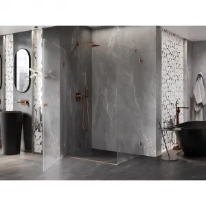 MEXEN/S - Lunar-B sprchovací kút dvere krídlové ľavá 95 x 80, transparent, meď kartáčovaná 832-095-080-65-00-L