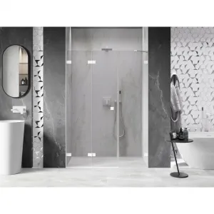 MEXEN/S - Lunar-F skladacie sprchové dvere ľavé 110, transparent, biela 836S-110-050-20-00-L