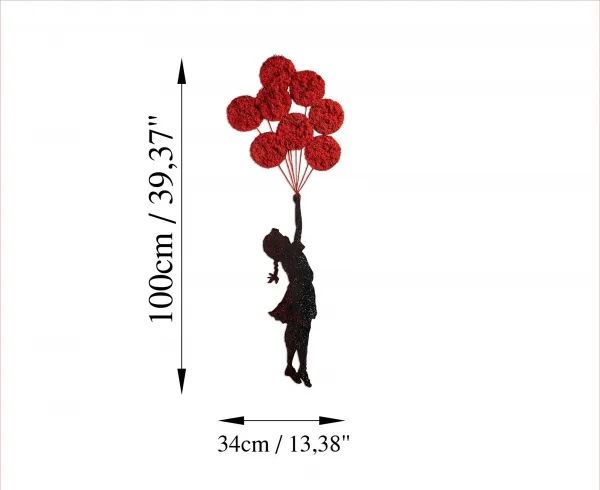 Wallity Nástenná kovová dekorácia Banksy 11-1 čierna/červená