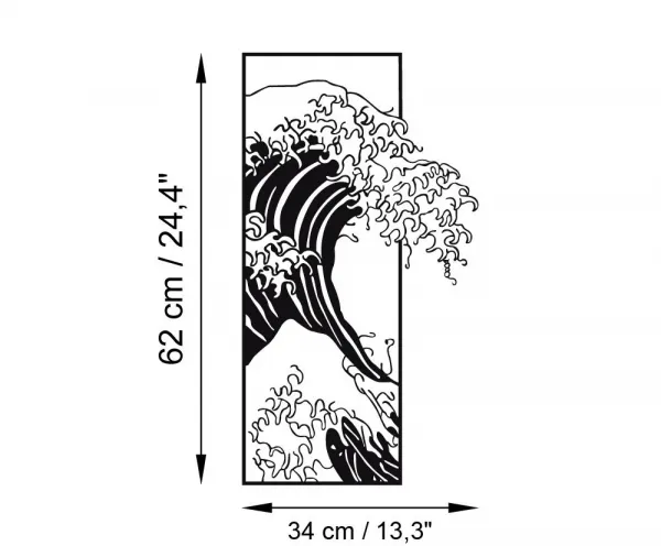 Wallity Nástenná kovová dekorácia Waves 3 čierna