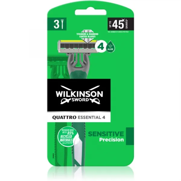 Wilkinson Sword Quattro Titanium Sensitive jednorázové holiace strojčeky 3 ks