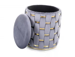 Signal Taburet Tiara Velvet s úložným prostorem šedý/zlatý