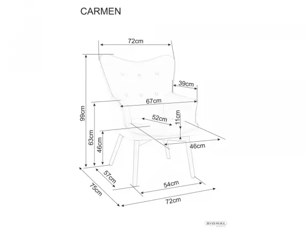Signal Křeslo Carmen z masivu tmavě šedé/černé