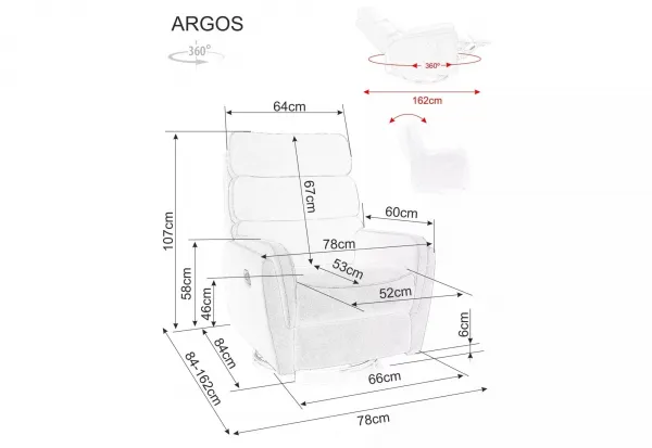 Signal Relaxační polohovací křeslo Argos šedé