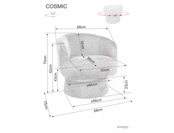 Signal Designové otočné křeslo Cosmic šedé