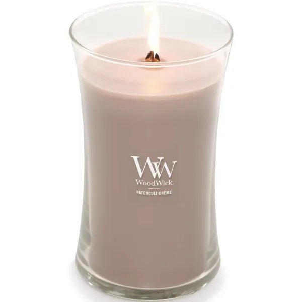 WoodWick vonná sviečka veľká váza Patchouli Creme,609 g