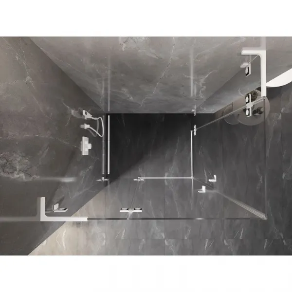 MEXEN/S - Lunar L Duo sprchový kút dvere krídlové 80 x 70, transparent, biela 834L-080L-070P-20-00