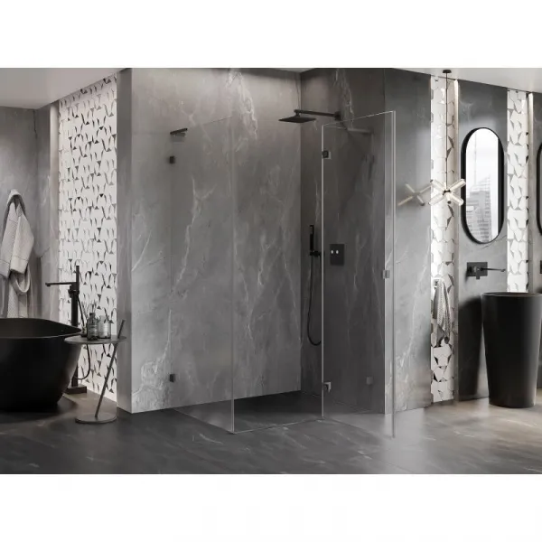 MEXEN/S - Lunar L sprchový kút dvere krídlové pravá 85 x 70, transparent, grafit metal 834L-085-070-95-00-P