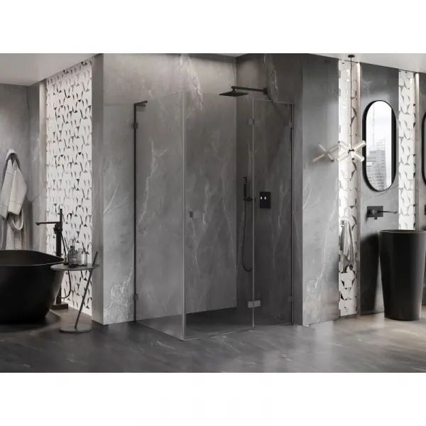 MEXEN/S - Lunar L sprchový kút dvere krídlové pravá 85 x 70, transparent, grafit metal 834L-085-070-95-00-P
