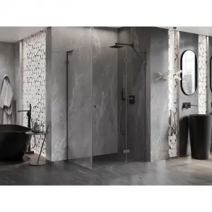 MEXEN/S - Lunar L sprchový kút dvere krídlové pravá 85 x 70, transparent, grafit metal 834L-085-070-95-00-P