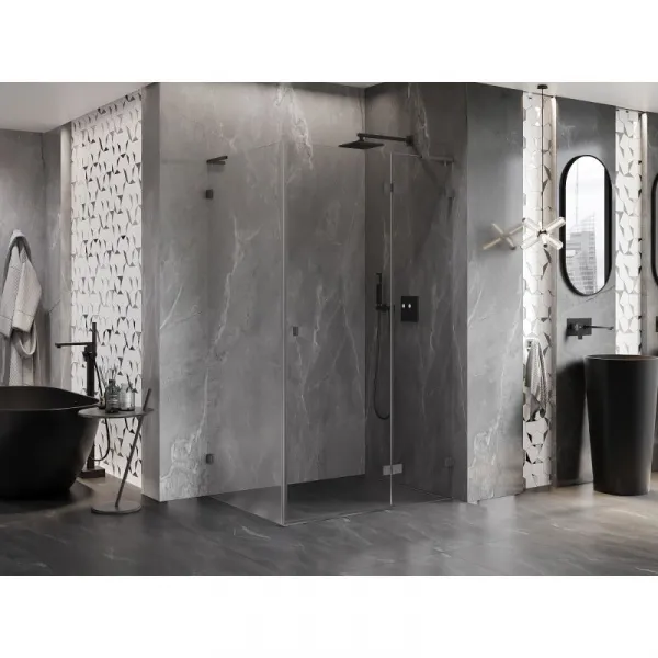 MEXEN/S - Lunar L sprchový kút dvere krídlové pravá 85 x 70, transparent, grafit metal 834L-085-070-95-00-P