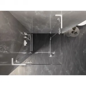 MEXEN/S - Lunar L Duo sprchový kút dvere krídlové 80 x 80, transparent, biela 834L-080L-080P-20-00