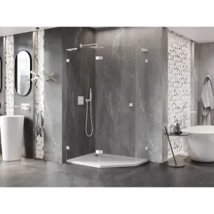 MEXEN/S - Lunar L sprchový kút päťboký krídlový ľavá 100 x 80, transparent, biela 831L-100L-080P-20-00-L