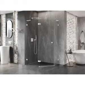 MEXEN/S - Lunar L sprchový kút päťboký krídlový ľavá 100 x 80, transparent, biela 831L-100L-080P-20-00-L